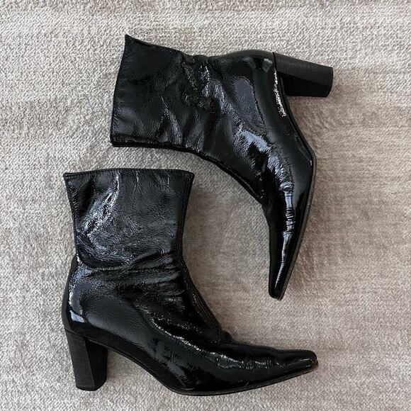 Aquatalia Shoes - Aquatalia Black Patent Leather Boots size 5 Mob Wife